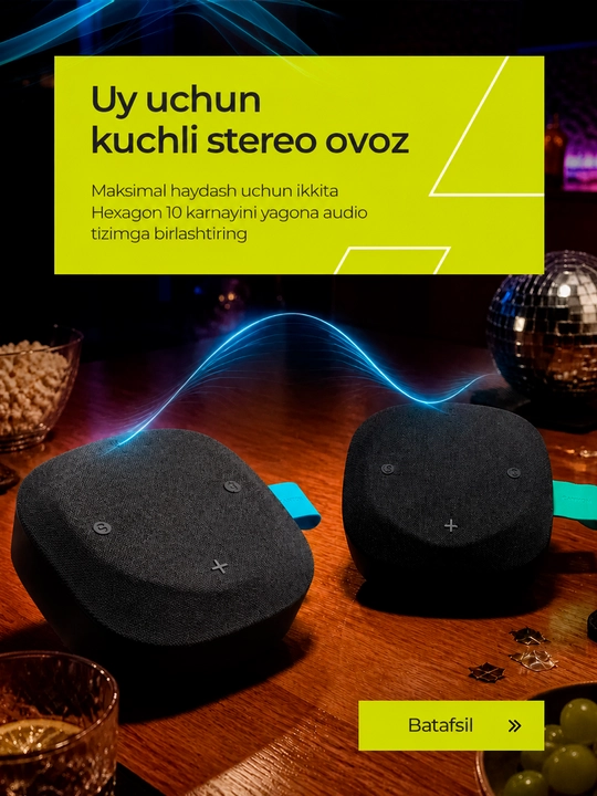 Portativ simsiz bluetooth kolonkasi Canyon Hexagon 10, TWS va IPX5 modellar uchun