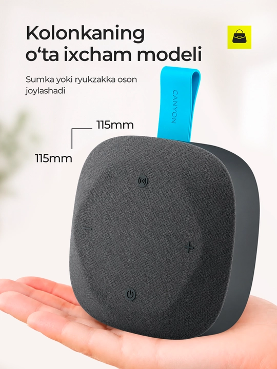 Portativ simsiz bluetooth kolonkasi Canyon Hexagon 10, TWS va IPX5 modellar uchun