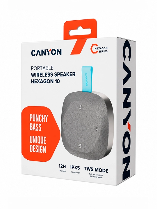 Portativ simsiz bluetooth kolonkasi Canyon Hexagon 10, TWS va IPX5 modellar uchun