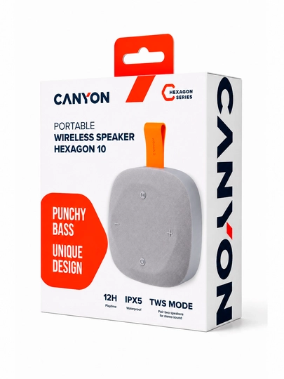 Portativ simsiz bluetooth kolonkasi Canyon Hexagon 10, TWS va IPX5 modellar uchun