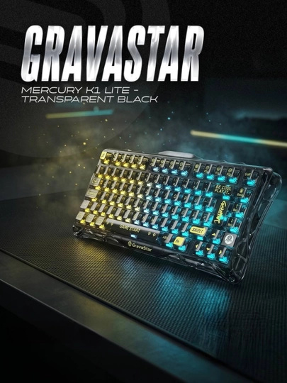 Игровая механическая клавиатура GRAVASTAR Mercury K1 Lite — Transparent Black - 