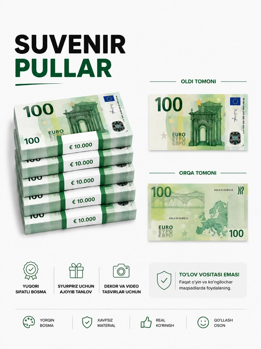 Suvenir Yevro pullar (Euro) 50 100 200 500 nominal - 
