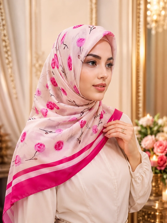 Ayollar uchun 100% paxtadan tayyorlangan ro‘mol 100×100 sm | Bosh va bo‘yin uchun hijob - 