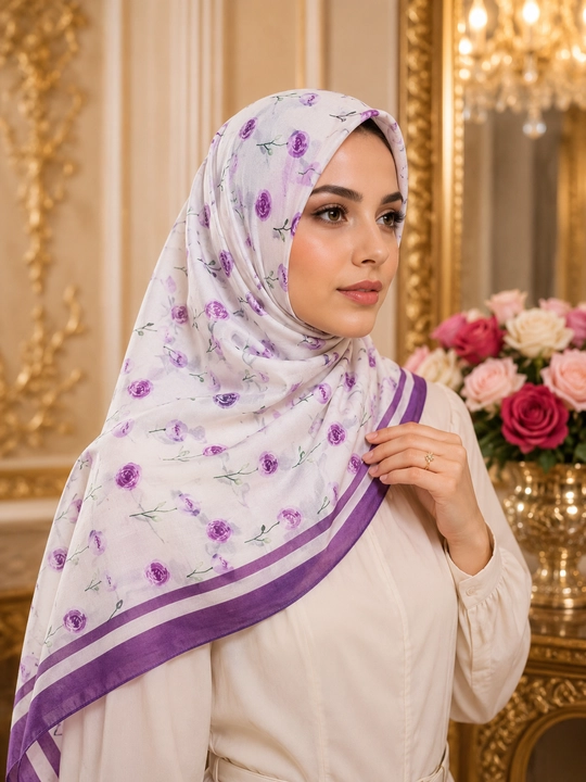 Ayollar uchun 100% paxtadan tayyorlangan ro‘mol 100×100 sm | Bosh va bo‘yin uchun hijob - 