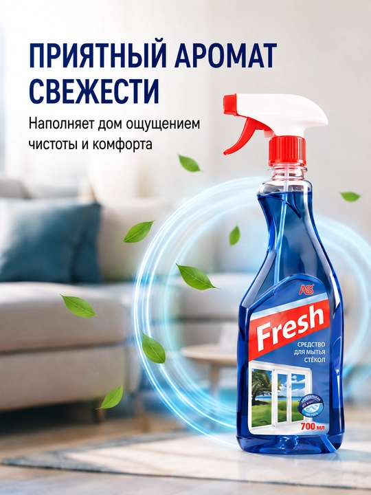 Fresh oyna yuvish vositasi, 700 ml, oyna va oynalar uchun spray, tirqishsiz