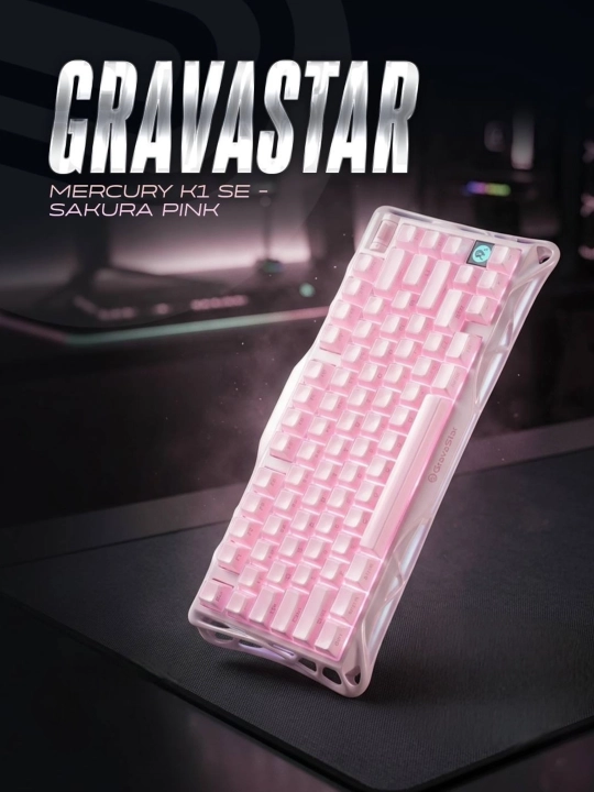 GravaStar Mercury K1 SE- Sakura Pink o'yin klaviaturasi - 