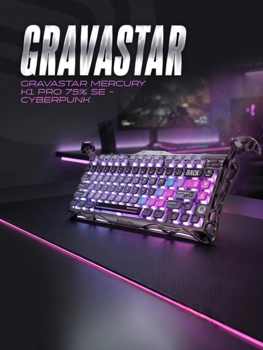O'yin klaviaturasi GRAVASTAR Mercury K1 Pro Special Edition - Cyberpunk - 