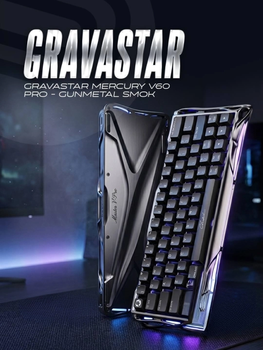 GravaStar Mercury V60 Pro - GunMetal Smok o'yin klaviaturasi - 