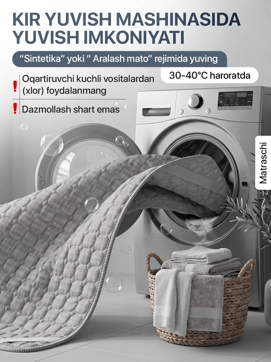 Bambukli matras uchun qoplama namatrasnik, rezinkali matrasga chexol