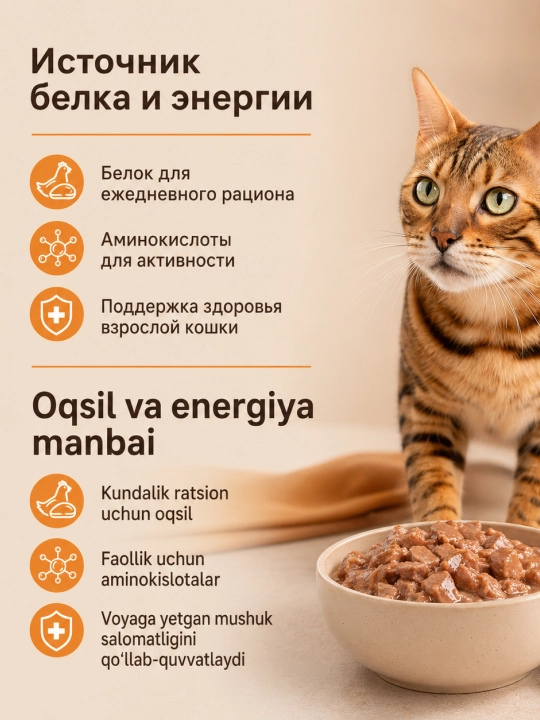 MIR Meat katta mushuklar uchun tovuqli raguli nam yem, 75 g, 5 dona