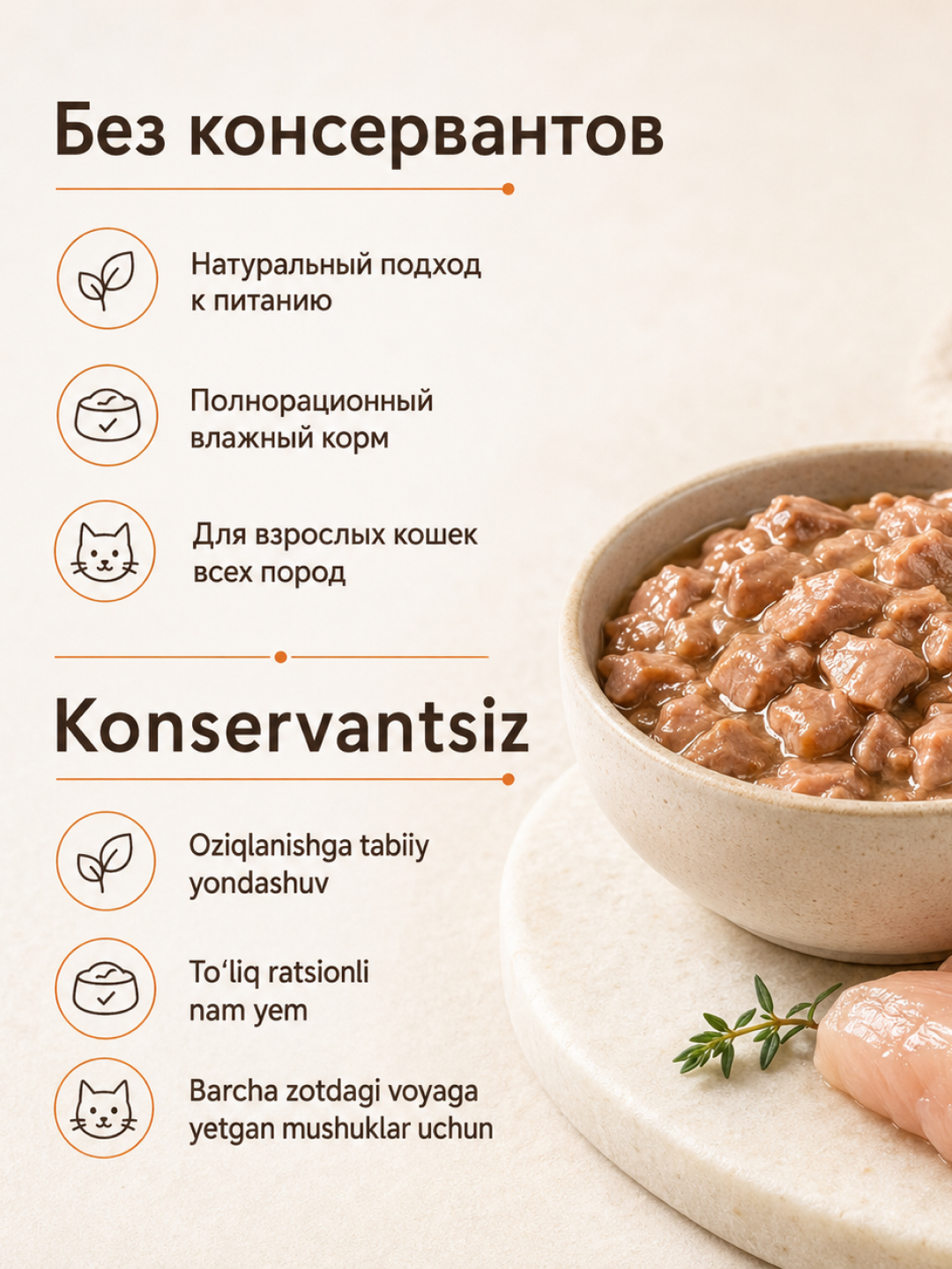 MIR Meat katta mushuklar uchun tovuqli raguli nam yem, 75 g, 5 dona