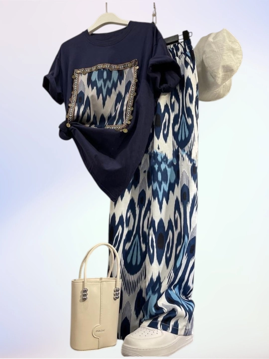 Комплект одежды для женщин, футболка с брюками для дома