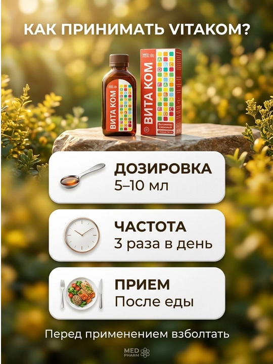 Vitakom vitaminli qiyomi, immunitetni mustahkamlovchi, quvvat beruvchi, tiklovchi, bolalar va kattalar uchun
