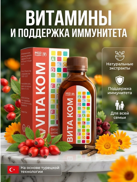 Vitakom vitaminli qiyomi, immunitetni mustahkamlovchi, quvvat beruvchi, tiklovchi, bolalar va kattalar uchun - 