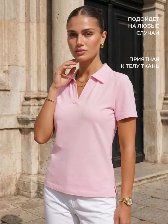 Женская поло рубашка, облегающая, школьная, хлопок, летняя