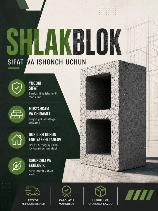 Shlakoblok — devor va xo‘jalik binolari qurilishi uchun