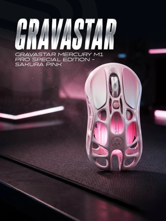 O'yin sichqonchasi GRAVASTAR Mercury M1 Pro Special Edition - Sakura Pink - 