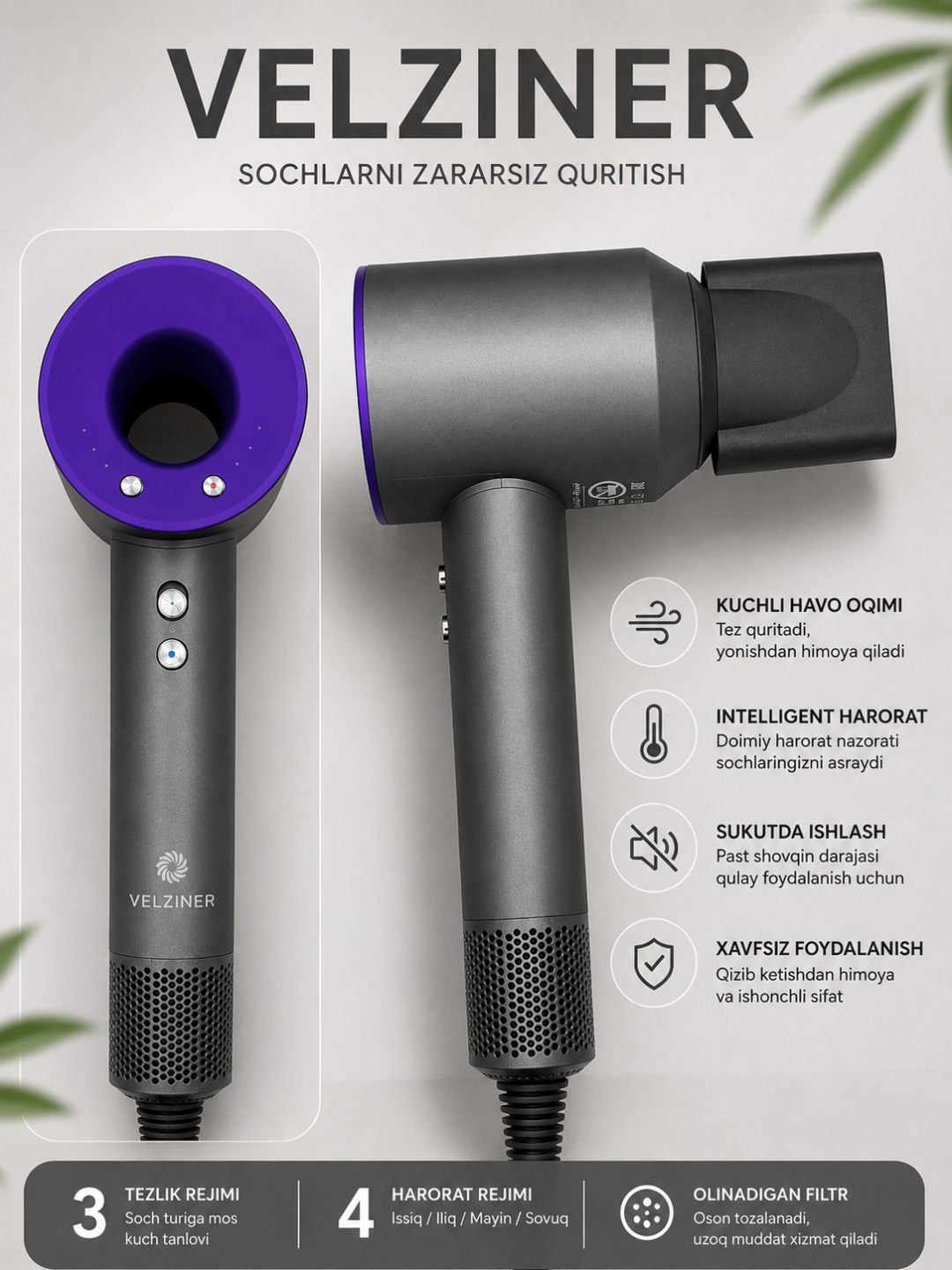 Fen Professional – Soch Quritgich, Issiq va Sovuq Havo Rejimlari - 