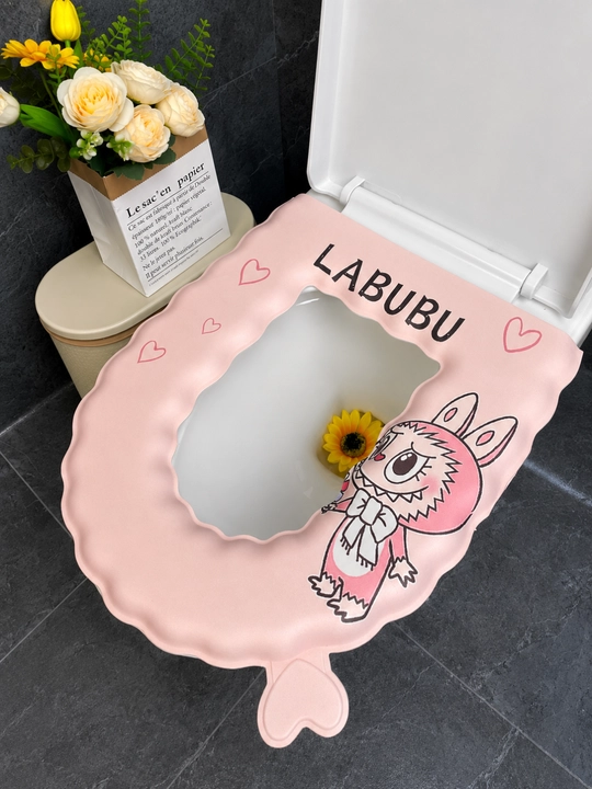 Накладка на сиденье унитаза LABUBU, мягкая, моющаяся, универсальная - 
