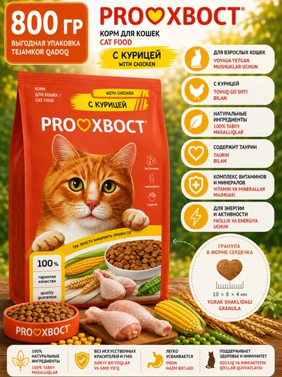 ProХвост сухой корм для кошек, курица, 800 гр