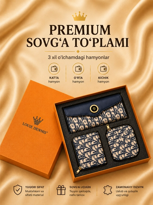 Ayollar uchun premium hamyonlar to‘plami, sovg'a uchun 3 dona - 