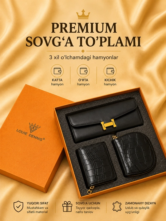 Ayollar uchun premium hamyonlar to‘plami, sovg'a uchun 3 dona - 