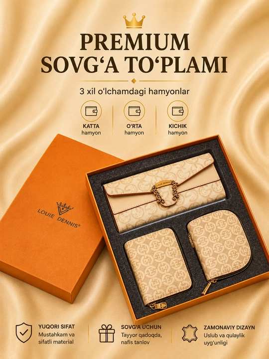 Ayollar uchun premium hamyonlar to‘plami, sovg'a uchun 3 dona - 