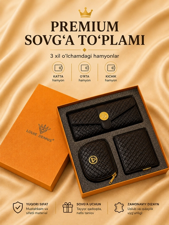Ayollar uchun premium hamyonlar to‘plami, sovg'a uchun 3 dona - 