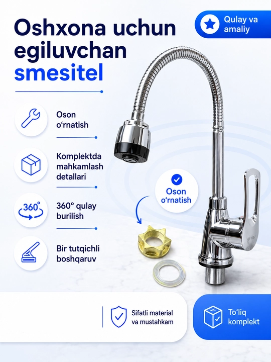 Xromlangan, egiluvchan oqimli oshxona aralashtirgichi