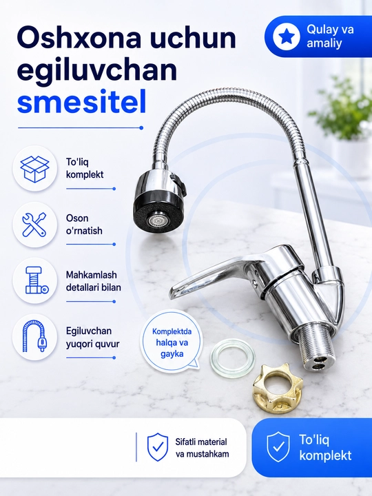 Xromlangan, egiluvchan oqimli oshxona aralashtirgichi