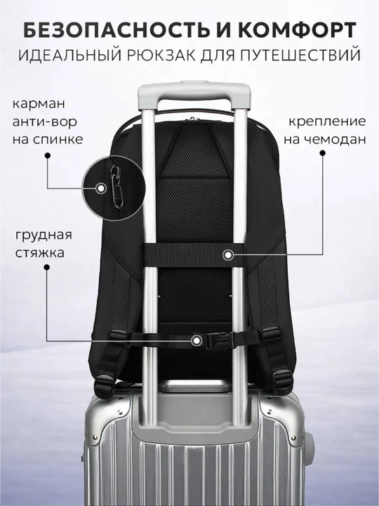 Рюкзак мужской Humpiy для ноутбука, водостойкий, с USB-портом