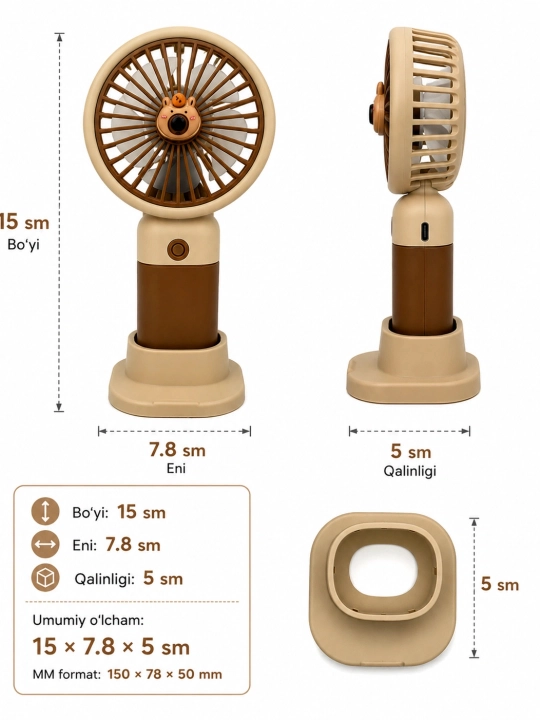 Mini ventilyator usb zaryadlovchi, stol uchun ventilyatorcha, vintelyator kichkina