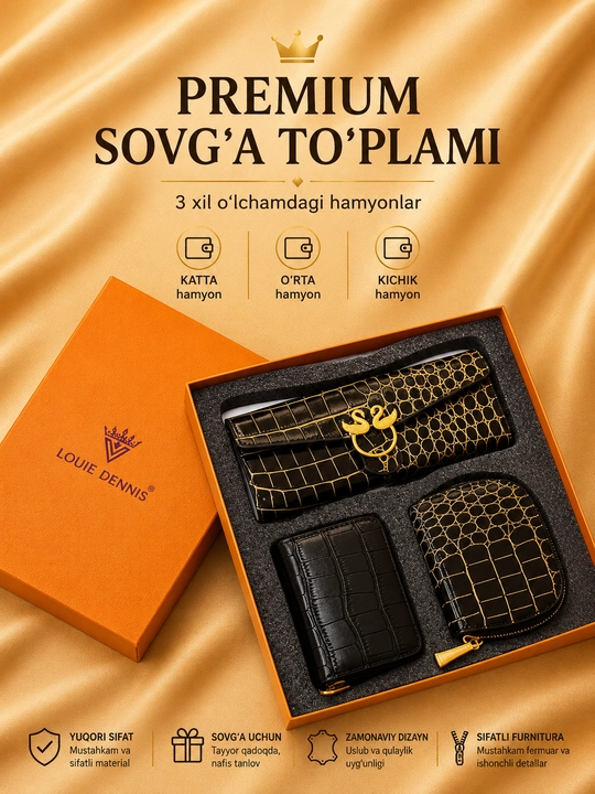 Ayollar uchun premium hamyonlar to‘plami, sovg'a uchun 3 dona - 