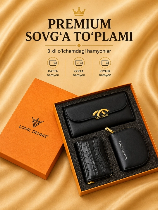 Ayollar uchun premium hamyonlar to‘plami, sovg'a uchun 3 dona - 