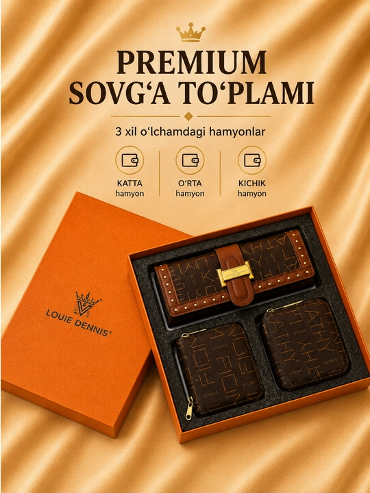 Ayollar uchun premium hamyonlar to‘plami, sovg'a uchun 3 dona - 