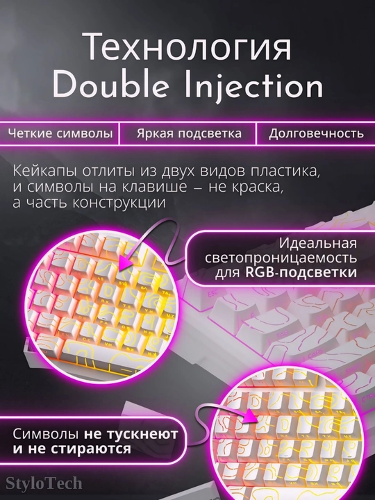 Клавиатура игровая мембранная, бесшумная и компактная, водонепроницаемая c RGB подсветкой