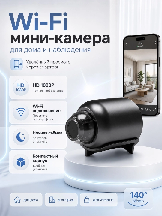 Mini kamera, Wi-Fi kamera, kamera Wi-Fi’siz ham ishlaydi - 