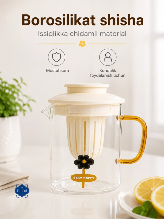 Shishali ichki filtrli ichimlik krujkasi, trubochkali , grafin, mevali suv, choy uchun,