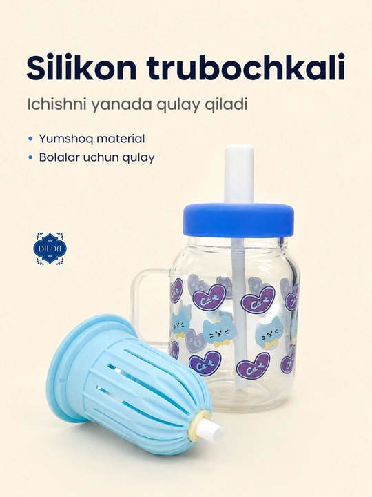 Shishali ichki filtrli ichimlik krujkasi, trubochkali , grafin, mevali suv, choy uchun,