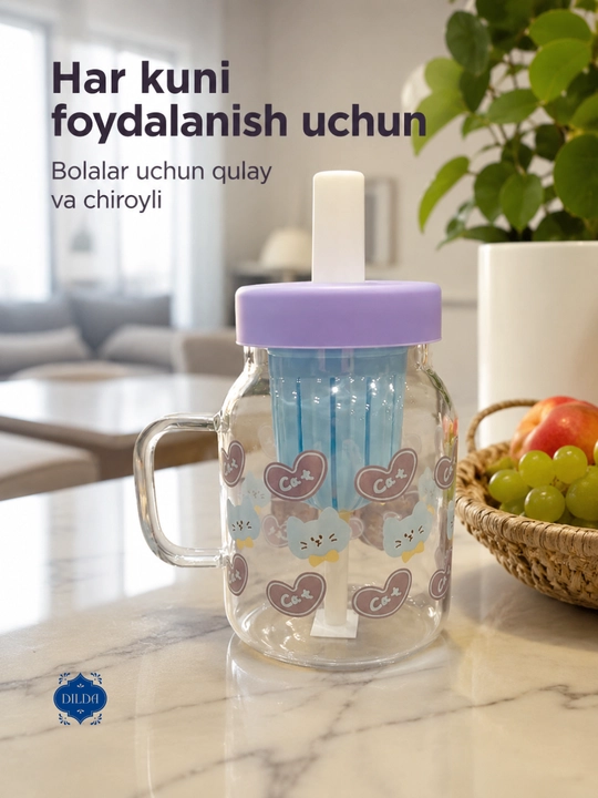 Shishali ichki filtrli ichimlik krujkasi, trubochkali , grafin, mevali suv, choy uchun,