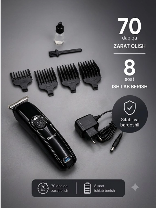 Soch olish mashinkasi, trimmer, soqol olgich, simsiz trimmer, professional - 