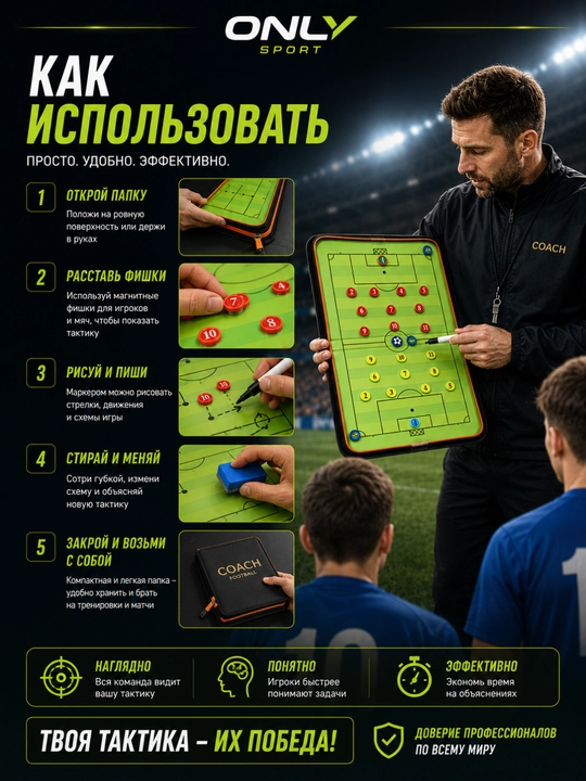 Magnitli murabbiy papkasi, futbol murabbiyi uchun doska, futbol taktikasi papkasi