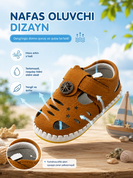 Bolalar uchun sandal tufli, yozgi poyabzal, yumshoq va qulay, chaqaloqlar uchun - 