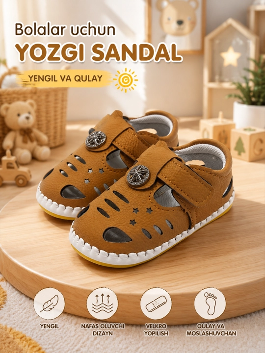 Bolalar uchun sandal tufli, yozgi poyabzal, yumshoq va qulay, chaqaloqlar uchun