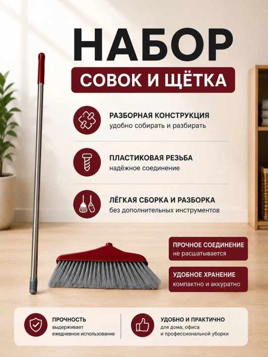 Supurgi va supurgi bilan tozalash to‘plami, oshxona uchun