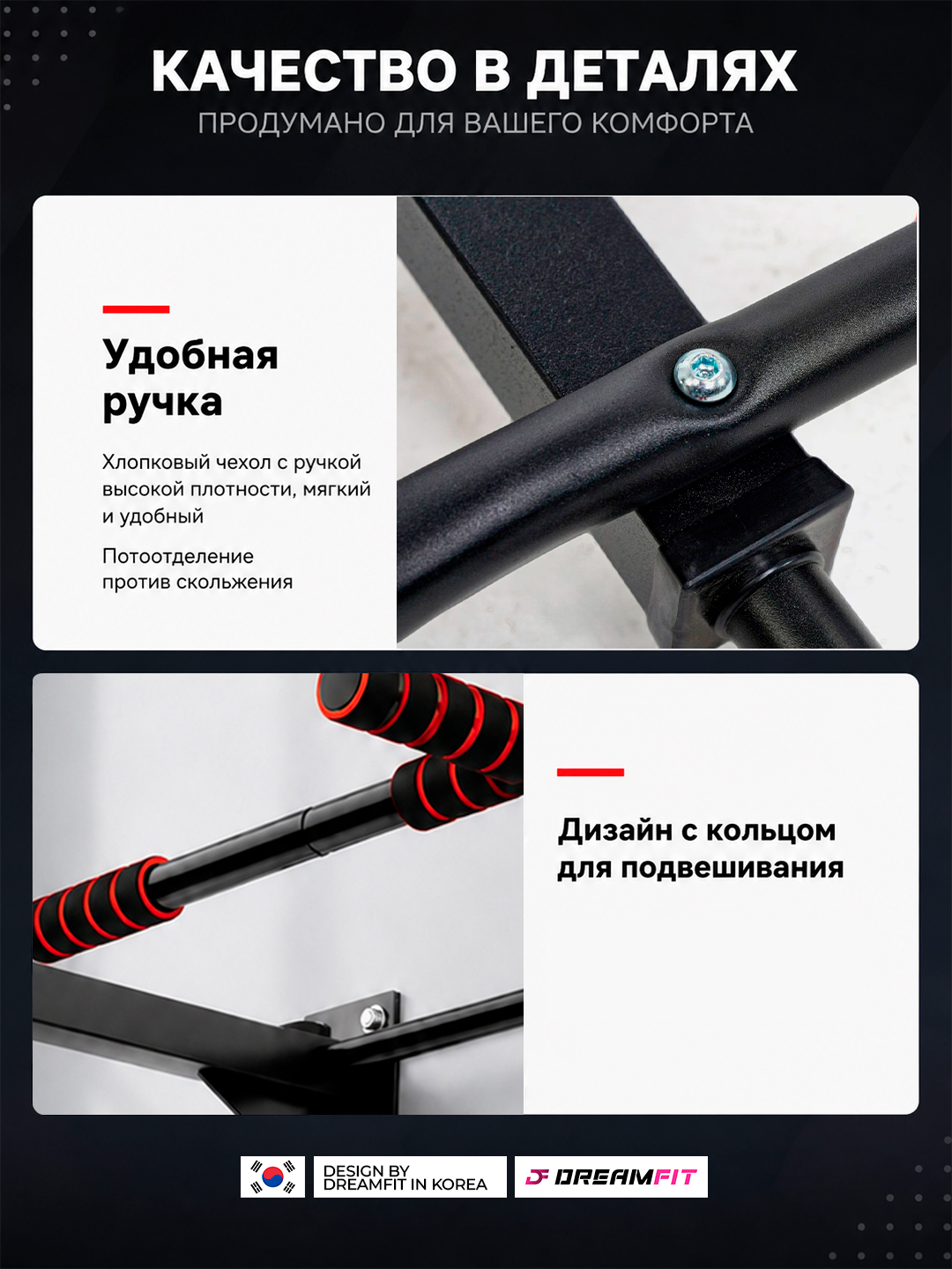 Турник настенный  Dreamfit 3 в 1 для дома, нагрузка 150 кг / 200 кг