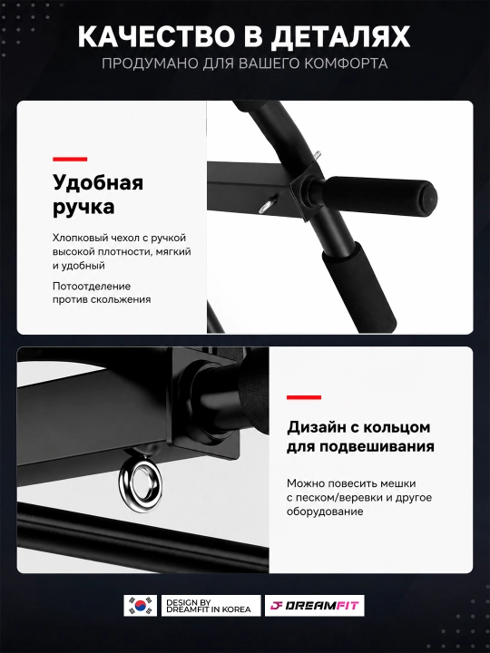 Турник настенный  Dreamfit 3 в 1 для дома, нагрузка 150 кг / 200 кг
