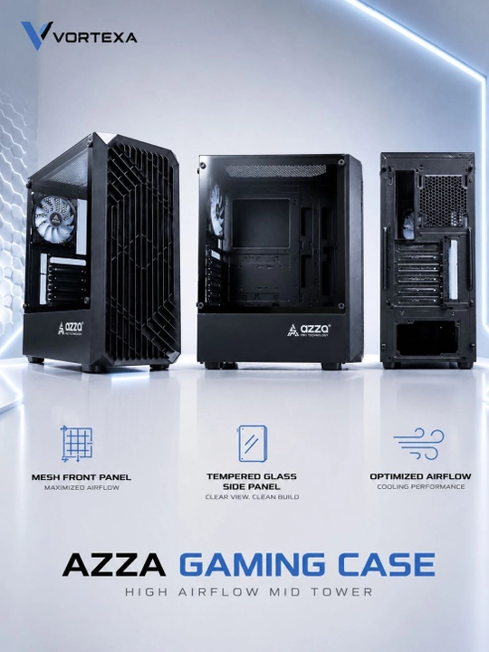 Корпус для ПК AZZA Gaming Case Mid Tower, ATX/M-ATX/ITX, USB 3.0, чёрный