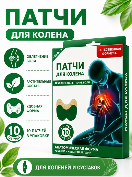 Tizza bo‘g‘imi uchun patchlar, tizzalar uchun o‘simlikli plastirlar, 10 dona - 