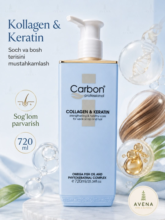 Carbon Professional Collagen & Keratin шампунь для укрепления волос, 720 мл